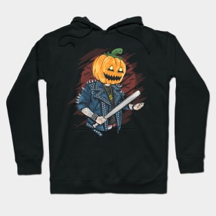 Pumpkin Head Punk - Scary Jack O Lantern Halloween Cartoon Art Hoodie